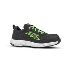 Upower Mitch ESD Calzado de Seguridad - Talla 39 - Proteccion S3S CI HI HRO FO SR, Resistencia a la Abrasion, Hidrofugos y Transpirables, Puntera Fibertoe, Suela Antideslizante - Color Negro/Verde