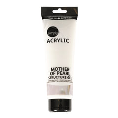 Daler Rowney Simply Mother Of Pearl Gel Acrilico - Efecto Nacarado -Tubo de Plastico - 250ml - Color Blanco