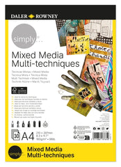 Daler Rowney Simply Bloc Encolado Mix Media - A4 - 160g - 30 Hojas - Color Blanco