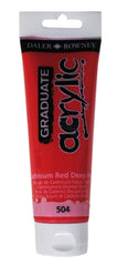 Daler Rowney Graduate Pintura Acrilica - Tubo de Plastico - 120ml - Color Rojo de Cadmio Profundo