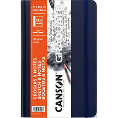 Canson Graduate Sketch Cuaderno con 92 Hojas - 14x21.6cm - 90g - Grano Fino - Tapa Dura - Color Azul Oscuro