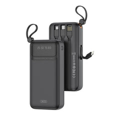 XO PR279 Powerbank 20000mAh - USB-A, USB-C, USB-Micro y Lightning - Cables Integrados - Pantalla Digital - Color Negro