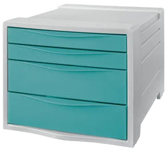 Esselte Colour'Breeze Buc de 4 Cajones - 2 Medidas de Cajon - Deslizamiento Suave - Base con Goma Antideslizante - Color Gris/Azul
