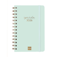 Finocam Alma Agenda en Catalan - Anual 2026 - con Espiral - Formato E5 - 131x19x190mm - Semana Vista Horizontal - Color Menta