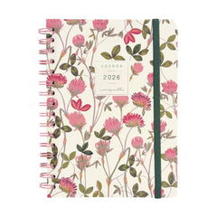 Finocam Moniquilla Agenda de Espiral en Catalan - Anual 2026 - Planificador - Cierre de Goma - Formato E10 - 155X212mm - Semana Vista Horizontal - Tematica de Flores