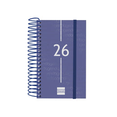 Finocam Year Agenda de Espiral en Catalan - Anual 2026 - Tapa Ligera - Formato E3 - 95x24x127mm - 1 Dia por Pagina - Color Azul