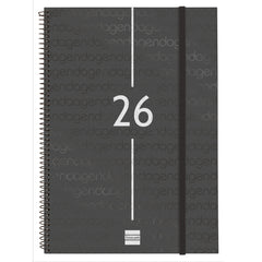 Finocam Year Agenda de Espiral - Tapa Ligera - Formato E40 - 217x14x297mm - Semana Vista Horizontal - Color Negro
