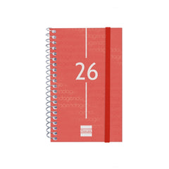 Finocam Year Agenda de Espiral en Catalan - Tapa Ligera - Formato E3 - 217x14x297mm - Semana Vista Horizontal - Color Rojo