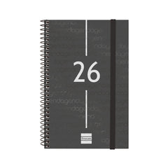 Finocam Year Agenda de Espiral en Catalan - Anual 2026 - Tapa Ligera - Formato E5 - 217x14x297mm - Semana Vista Horizontal - Color Negro
