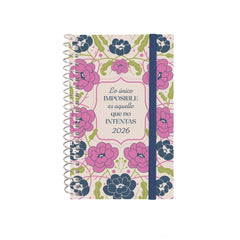 Finocam Design Collection Agenda de Espiral - Anual 2026 - Tapa Ligera - Formato E3 - 85x14x127mm - Semana Vista Horizontal - Tematica de Flores