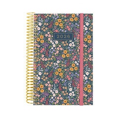 Finocam Design Collection Agenda de Espiral en Catalan - Anual 2026 - Tapa Ligera - Formato E5 - 132x25x181mm - 1 Dia por Pagina - Tematica de Flores