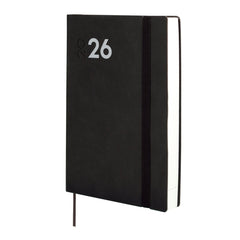 Finocam Dynamic Mara Agenda Profesional en Catalan - Anual 2026 - Tapa Blanda - Cierre con Goma Elastica - Formato Y10 - 144x22x208mm - 1 Dia por Pagina - Color Negro