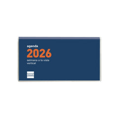 Finocam Coctel Agenda Plana en Catalan - Anual 2026 - Formato Pl1 - 121x6x6mm - Semana Vista en Vertical - Color Azul