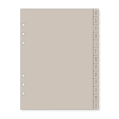 Finocam R1064 Indice Alfabetico para Agendas Open - 13 Solapas - Formato 1000 - 166x2x215mm - PVC - Color Beige Grisaceo