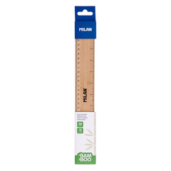 Milan Regla de 30cm - Bambu - Gruesa - Centimetros y Pulgadas - Color Madera Claro