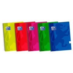 Oxford School Classic Fº Cuaderno Espiral - Tapa de Plastico Resistente - Cuadricula 5x5 con Margen - 80 Hojas - Colores Surtidos