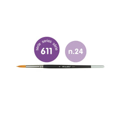 Milan 611 Premium Synthetic Pincel Redondo Numero 24 - Mango Corto - Color Negro