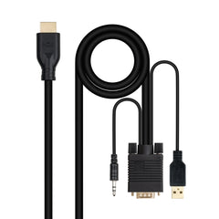 Nanocable Cable Conversor VGA a HDMI - VGA/M-HDMI/M + Audio - 1.8m - Color Negro