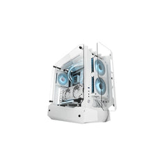 Mars Gaming MC-EDGE Caja Torre ATX - Soporte para Refrigeracion Liquida - Triple Cristal Templado - Formato Open Air - 7 Ranuras de Expansion - Color Blanco