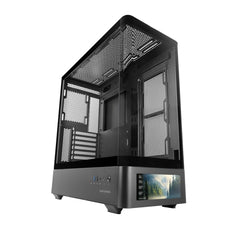 Mars Gaming MC-LCDPRO Caja Torre ATX - Pantalla IPS de 7.2†Personalizable - Cristal Templado Frontal y Lateral - Doble Camara - 7 Ranuras de Expansion - 460x482x210mm - Color Negro