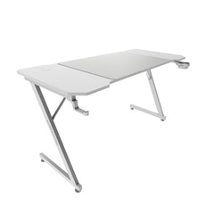 Mars Gaming MGD-X140 Mesa Gaming - Soportes Auriculares y Bebidas - Alfombrilla XXL - Estructura Acero - 140x60x1.5cm - Acabado en Fibra de Carbono - Color Blanco
