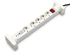 Salicru Regleta SPS SAFE 5S+ Protectores Electricos Activos de Ultima Generacion - 5 Tomas Schuko - 1xUSB-A, 2xUSB-C - Color Blanco