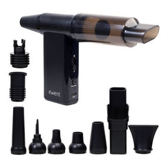 Ewent Pistola de Aire Comprimido - Aspirador, Bomba de Vacio e Inflador - 8 Velocidades -180000 RPM - Bateria de 8000mah - Color Negro