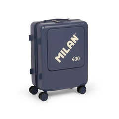 Milan Coleccion 430 Maleta de Cabina Rigida - 4 Ruedas Dobles 360º - Cierre con Combinacion de 3 Digitos - Apertura Independiente del Compartimento Principal y el Frontal - Medidas 55x40x23cm - Color Azul