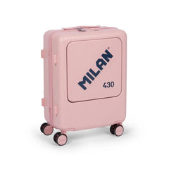 Milan Coleccion 430 Maleta de Cabina Rigida - 4 Ruedas Dobles 360º - Cierre con Combinacion de 3 Digitos - Apertura Independiente del Compartimento Principal y el Frontal - Medidas 55x40x23cm - Color Rosa