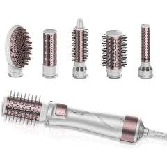 Cecotec Bamba CeramicCare 5in1 Pro Cepillo Alisador - 1000W - Revestimiento Ceramico - Funcion de Aire Caliente - 4 Niveles de Temperatura - Ergonomico - Incluye Varios Cabezales - Color Blanco