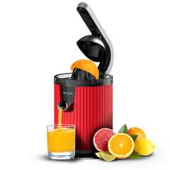 Cecotec Xqueeze RetroJuice 600 Exprimidor Electrico - 600W - Filtro de Acero Inoxidable - Conos Desmontables - Palanca de Presion - Sistema Antigoteo - Piezas Aptas para Lavavajillas - Color Rojo