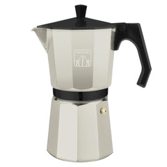 Cecotec Mokclassic 300 Cafetera Italiana para 3 Tazas - Aluminio Fundido - Apta para Gas, Electrica y Vitro - Facil de Desmontar - Junta de Silicona - Valvula de Seguridad - Color Beige