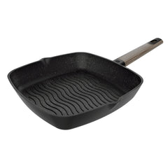 Cecotec Polka Excellence Grill Force Sarten Cuadrada de 28cm - Aluminio Fundido - Teflon Antiadherente - Libre de PFOA - Apto Lavavajillas - Compatible con Induccion - Fondo de 5mm - Color Negro