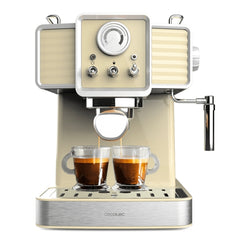 Cecotec Power Espresso 20 Tradizionale Light Yellow Cafetera Espresso - 1350W - 20Bar - Manometro - Vaporizador Orientable - Deposito 1.5L Extraible - Acero Inoxidable - Color Amarillo Pastel