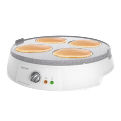 Cecotec Fun Crepestone Twin Crepera - 1200W - Placa Antiadherente Reversible - Espatula y Rodillo - 30.5cm de Diametro - Regulador de Temperatura - Proteccion contra Sobrecalentamiento - Color Blanco