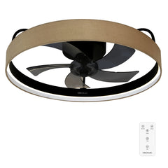 Cecotec EnergySilence LampAero 650 Beige Design Ventilador de Techo con 5 Aspas y Luz - 20W - Tulipa de Tela - 3 Tonos LED - Temporizador - 6 Velocidades - Modo Invierno - Color Negro