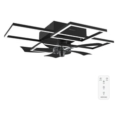 Cecotec EnergySilence LampAero 690 FlowLight Ventilador de Techo con 5 Aspas y Luz - 20W - Estilo Geometrico Moderno - 3 Tonos LED - Temporizador - 3 Velocidades - Modo Invierno - Color Negro