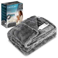Cecotec HeatConfort Noa Manta Electrica - 115W - Apagado Automatico - Piel Sintetica y Franela - 10 Niveles de Calor - Control LCD Extraible - Lavado Facil - 160x130cm - Color Gris Oscuro