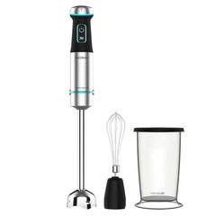 Cecotec Power TitanBlack 1200 XL Cream Batidora de Mano - 1200W - 4 Cuchillas de Titanio en Cruz - Campana Antisalpicaduras - Velocidad Ajustable - Vaso 800ml - Montaclaras - 6.8x6.8x48cm - Color Negro