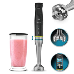 Cecotec Katana 15 TotalDestroy Jar Batidora de Mano - 1500W - Cuchillas de Titanio Efecto Tijera - Funcion Oscilante - 21 Velocidades - Campana Antisalpicaduras - Vaso 800ml con Tapa - Turbo - Color Negro