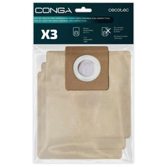 Cecotec Pack de 3 Bolsas de Recambio para Conga Powerbag 2500 - Alta Capacidad de Filtracion - Faciles de Instalar - Material Resistente - Mantiene la Succion Eficiente - Color Marron