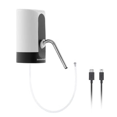Innovagoods Dispensador de Agua Automatico - Libre de BPA - Recargable USB - Compatible con Garrafas - Incluye Adaptador - Bateria 1200mAh - 7x13x16cm - Color Blanco y Negro