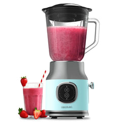 Cecotec RetroTwist Blue Batidora de Vaso - Potencia 800W - Capacidad Jarra 1L - Estilo Retro - Cuchillas Recubiertas de Titanio - Color Azul Claro