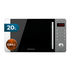 Cecotec ProClean 5110 Inox Microondas con Grill - 700W - Capacidad 20L - Pantalla LED - Acero Inoxidable - Seguro Infantil - Revestimiento Facil de Limpiar - 43.8x35.8x25.5cm - Color Negro y Gris