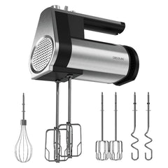 Cecotec PowerTwist 500 Full Steel Batidora de Varillas - Potencia 500W - Velocidad Ajustable - Incluye Accesorios - Ergonomico - Acero Inoxidable - Funcion Turbo - Color Negro y Plateado