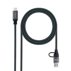 Nanocable Cable USB 3.2 Gen2x2 5A/100W - USB-C + USB-A/M a USB-C/M - 3m - Color Gris