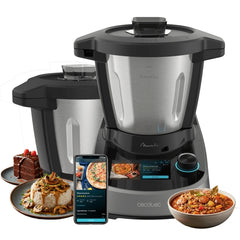 Cecotec Mambo Touch Robot de Cocina - Jarra Habana Pro Ceramica 3.3L - Jarra de Acero Inoxidable - Antiadherente - Pantalla Tft - Incluye Accesorios - WiFi - Apto Lavavajillas - Color Negro y Plata