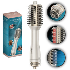 Cecotec Air DryBold Cepillo de Aire - 1200W - Placas Calefactoras - Temperatura Regulable - Revestimiento Ceramico - Generador de Iones - Multifuncion - Punta Fria - Color Blanco