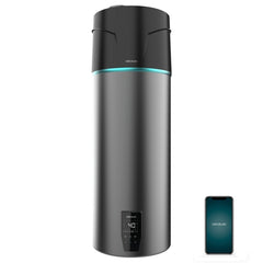 Cecotec AeroThermal 120 Water Connected Termo con Aerotermia de 120L - Pantalla Tactil - Temperatura Regulable - Control por App - Color Negro y Gris