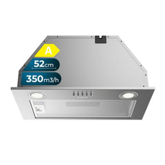 Cecotec Bolero Flux IM 523500 Inox A Campana Extractora de 52cm - 70W - Succion 350m3/h - Luz LED - Incluye Accesorios - Acero Inoxidable - Kit de Montaje - Filtros de Carbono Incluidos - Color Acero